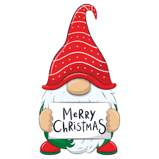 gnome holding sign Merry Christmas